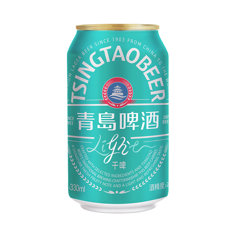 青岛 8&deg;P 轻干啤酒 听装彩膜包 330ml*6*4