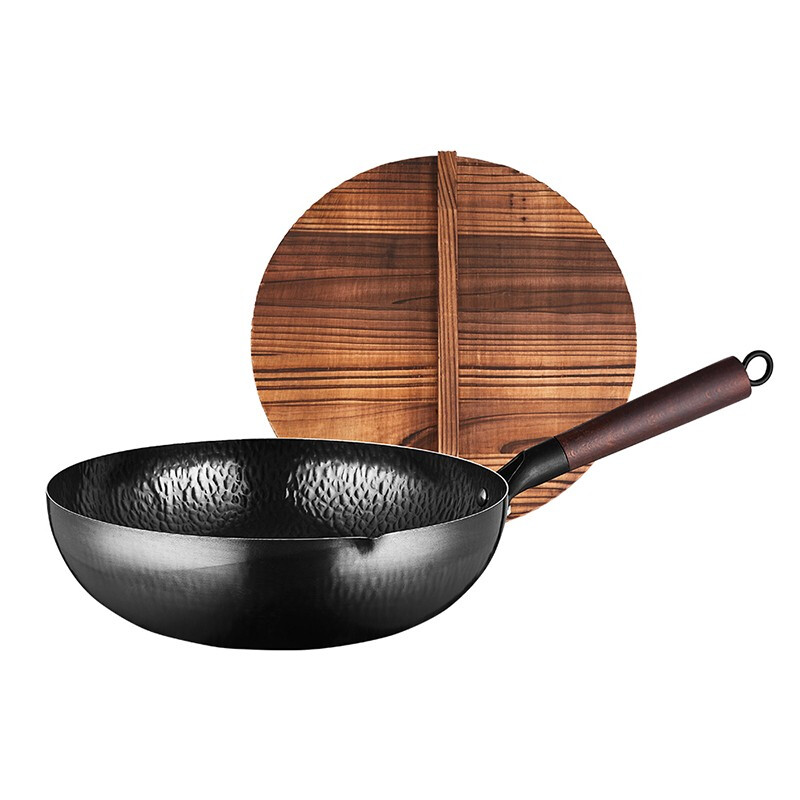 佰造 卓越锻纹精铁炒锅BZ-FC501 锻打纯铁锅通用 黑色 32cm